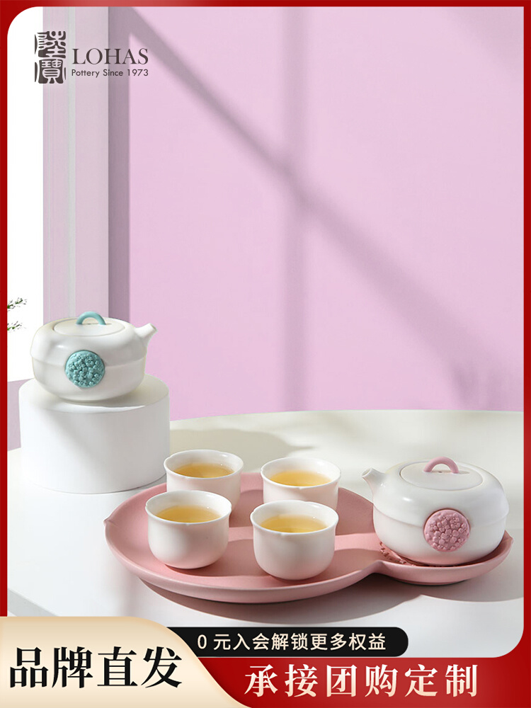 Lubao Porcelain Kung Fu Tea Set Set Teapot and Saucer Gift Box for Girls New Bone China Flower Clumps Splendid Afternoon Tea Set