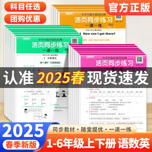 2025春随堂帮活页同步练习一年级二年级三四五六年级下册上册语文数学英语人教版全套小学教材同步训练随堂提优检测一课一练习题册