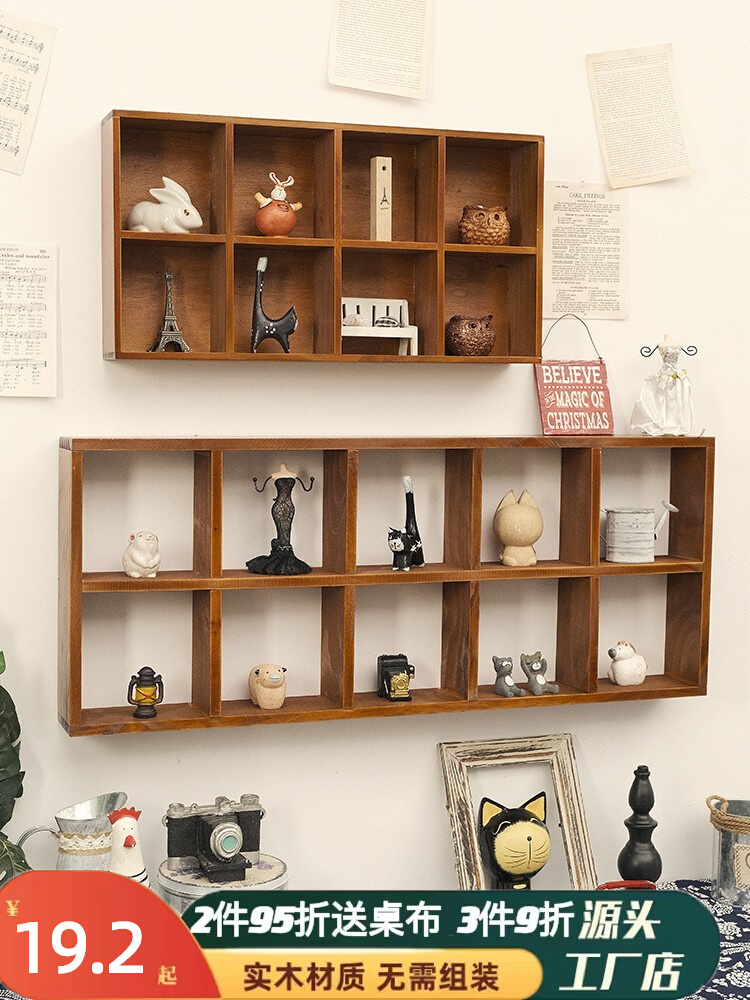 Giá Treo Tường Treo Tường Hộp Bảo Quản Miễn Phí Đấm Gỗ Lưới Trang Trí Treo Tường Tủ Móc Treo Máy Tính Để Bàn Retro kệ trưng bày bánh ngọt kệ trang trí tiệm tóc