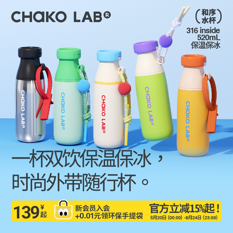 Вакуумная колба CHaKOLAB Hexu, чашка для охлаждения, переносная чашка для воды большой емкости, соломенная чашка, стаканчик, женский подарок, бутылка для молока Изображение 1