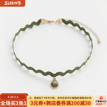 Water droplets and jade dew. Forest style girl heart choker collar collarbone chain super fairy neck strap necklace neck chain jewelry