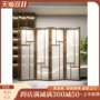 vách ngăn lam gỗ Màn hình gỗ rắn gấp văn phòng di động vách ngăn phòng khách phòng trà phòng khách Trung Quốc mới màn hình gấp bán trong suốt sáng tạo đơn giản khung cửa sổ