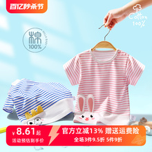 Baby round neck cartoon printed short sleeved T-shirt