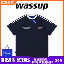 WASSU P美式复古撞色拼接短袖T恤