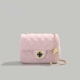 Розовая сумка через плечо, сумка на одно плечо с ромбовидным узором, цепь, подарок на день рождения, на цепочке