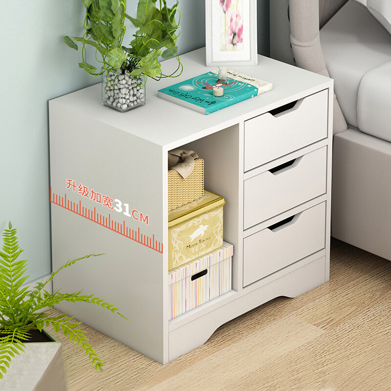 Bedside table modern minimalist small bedroom bedside cabinet storage rack imitation solid wood locker simple small cabinet