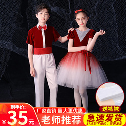 六一儿童合唱服演出服女童舞蹈大合唱团中小学生诗歌朗诵表演服装
      儿童表演服