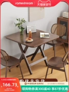Gỗ nguyên khối có thể gập lại bàn ăn bàn cho gia đình căn hộ nhỏ bàn vuông bàn ăn ban công đơn giản bàn trà gian hàng bàn
