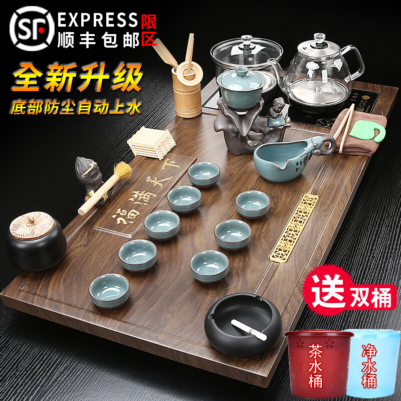 bàn trà sắt Hộ gia đình khay trà hoàn toàn tự động đáy nước sôi tích hợp phòng khách hiện đại trà bộ hoàn chỉnh bàn trà lớn trà biển bàn trà kính bàn trà gỗ me tây