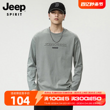 Jeep letter steel print casual pure cotton long sleeved t-shirt
