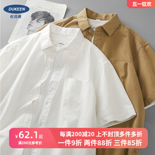 American Heavyweight Pocket Pure Cotton Short sleeved Shirt for Men's Summer