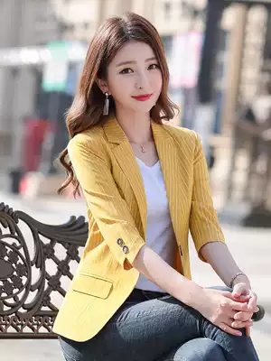 Striped blazer women's short 2021 Spring Summer new Korean version of foreign style casual small man suit top