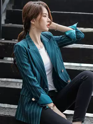 Net red small suit long sleeve jacket women 2021 Spring and Autumn New Style style style casual Korean green suit