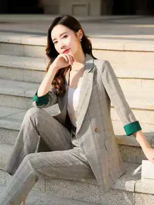 Small suit suit female Korean version of foreign style spring summer Grid Net Red fashion casual celebrity professional suit jacket
