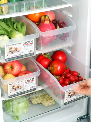 Refrigerator storage box Transparent partition drawer type frozen fresh-keeping fruit Kitchen food finishing box storage artifact