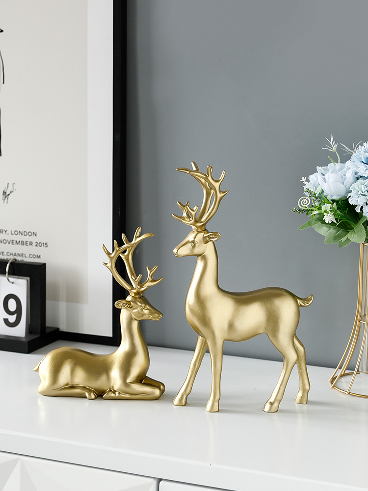 Nordic light luxury deer ornaments living room TV cabinet wine cabinet decoration Xuanguan office desktop craft gift decoration