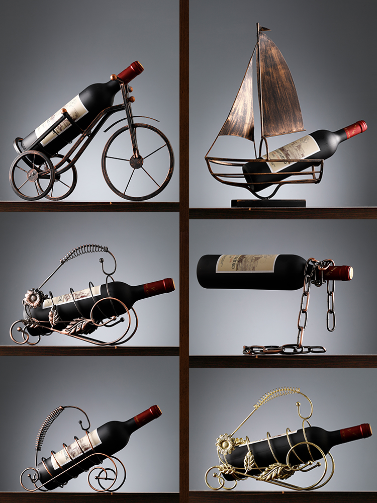 Iron wine rack ornament creative home soft modern wine cabinet decoration living room TV cabinet craft gift decoration